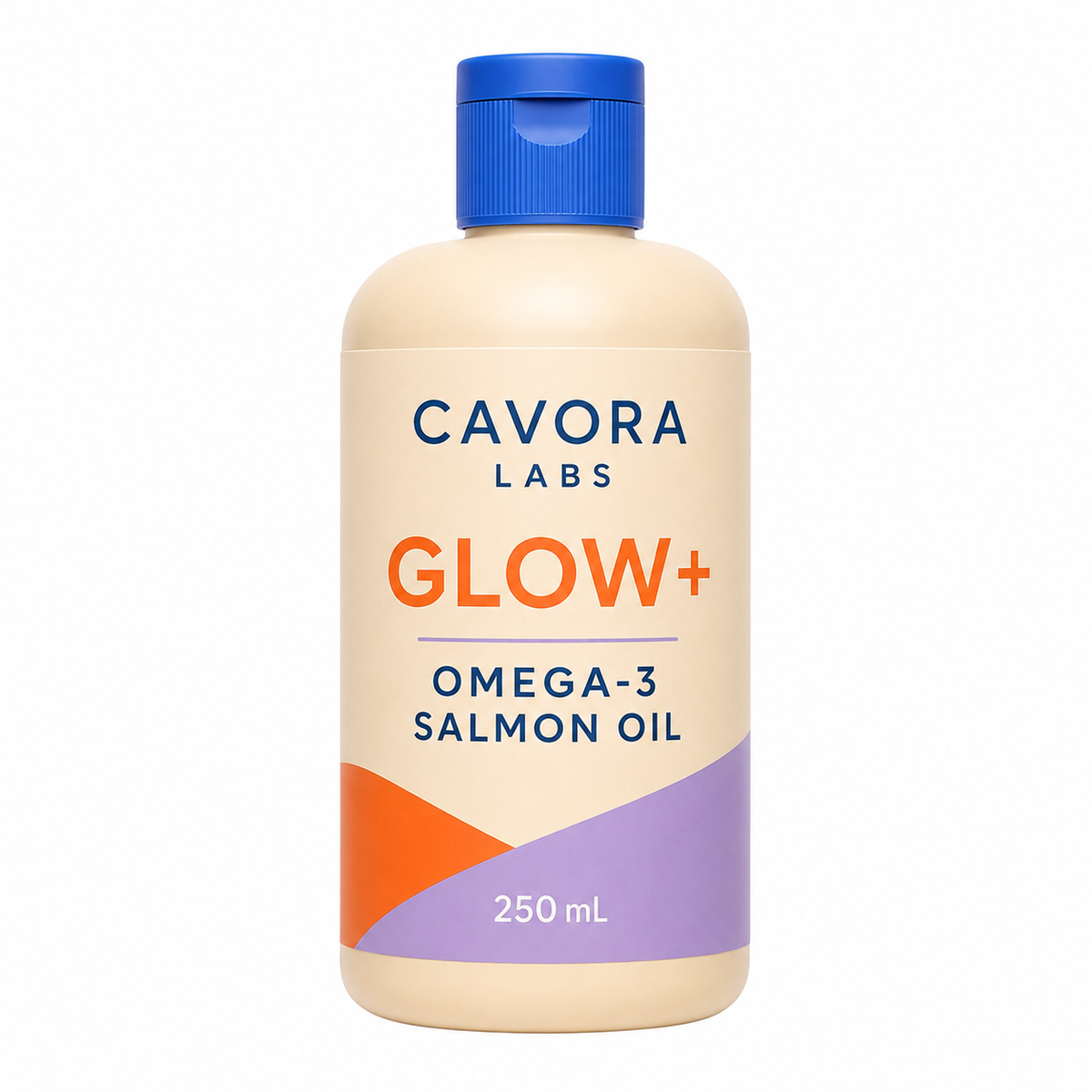 Cavora Glow+ omega-3 salmon oil on white